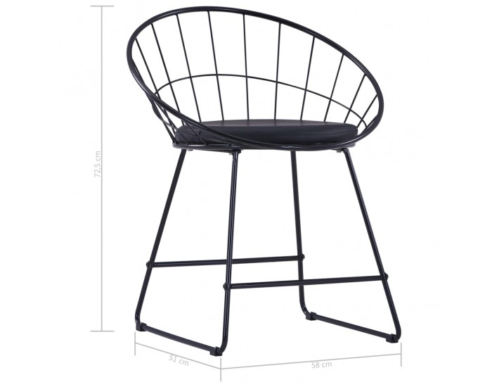 Sonata H Трапезни столове, седалки изкуствена кожа, 6 бр, черни, стомана