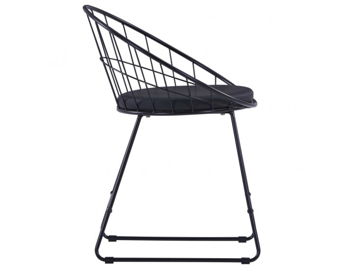 Sonata H Трапезни столове, седалки изкуствена кожа, 6 бр, черни, стомана