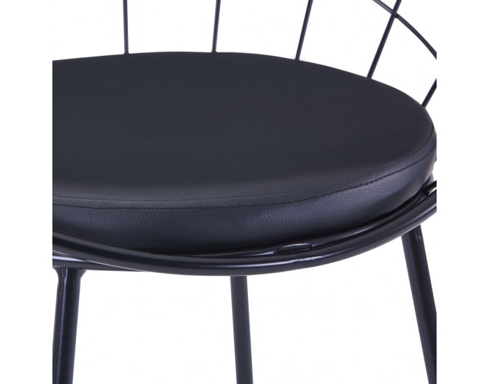 Sonata H Трапезни столове, седалки изкуствена кожа, 6 бр, черни, стомана
