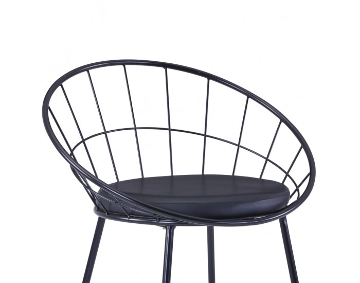 Sonata H Трапезни столове, седалки изкуствена кожа, 6 бр, черни, стомана