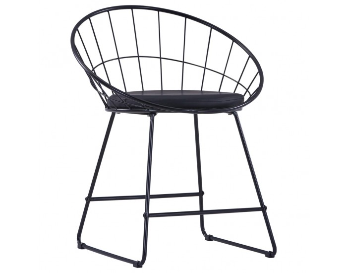 Sonata H Трапезни столове, седалки изкуствена кожа, 6 бр, черни, стомана