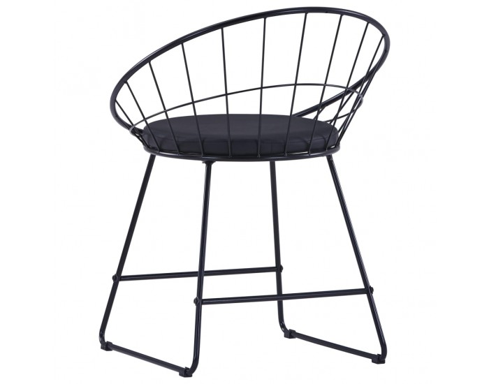 Sonata H Трапезни столове, седалки изкуствена кожа, 6 бр, черни, стомана