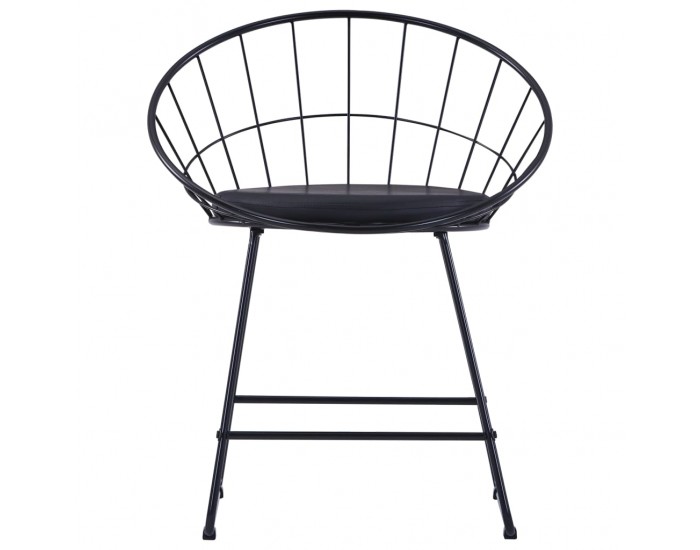 Sonata H Трапезни столове, седалки изкуствена кожа, 6 бр, черни, стомана