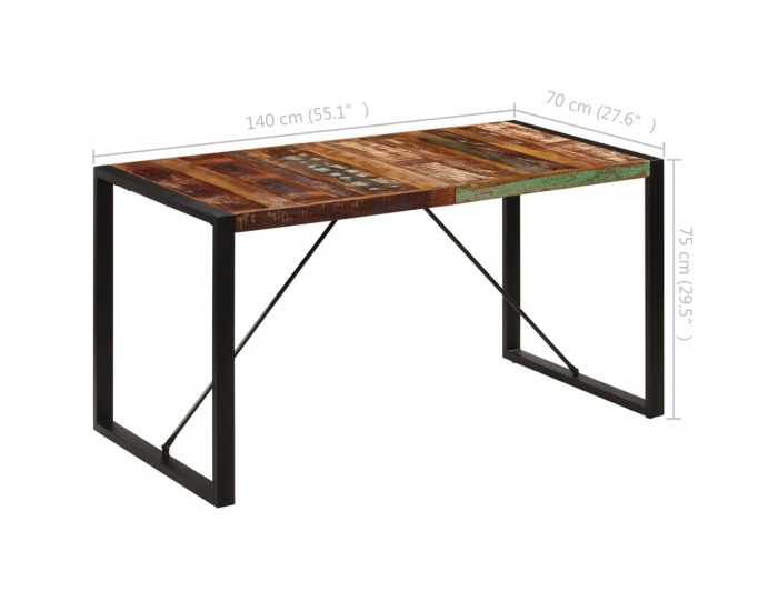 Sonata H Трапезна маса, 140x70x75 cм, регенерирано дърво масив