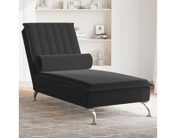 Sonata H Масажна кушетка с болстер, черна, кадифе