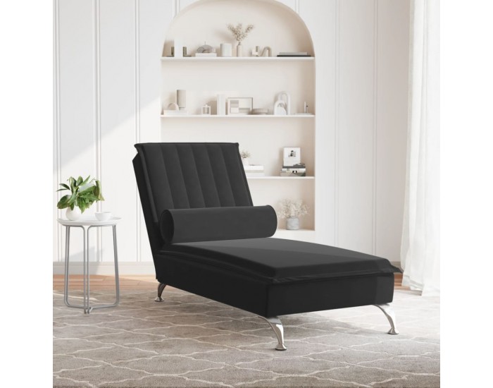 Sonata H Масажна кушетка с болстер, черна, кадифе