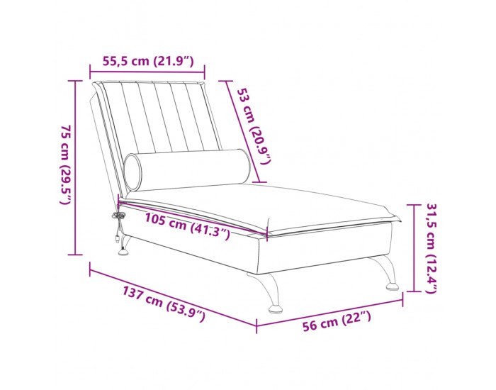 Sonata H Масажна кушетка с болстер, черна, кадифе