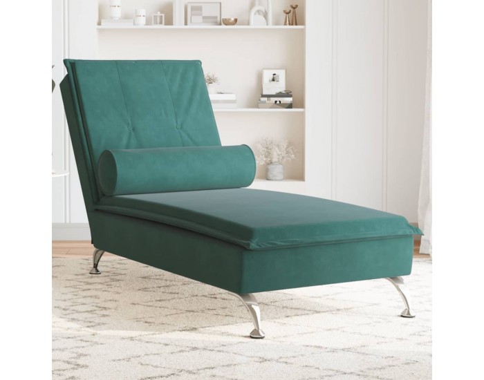 Sonata H Масажна кушетка с болстер, тъмнозелена, кадифе Sonata H Масажна кушетка с болстер, тъмнозелена, кадифе