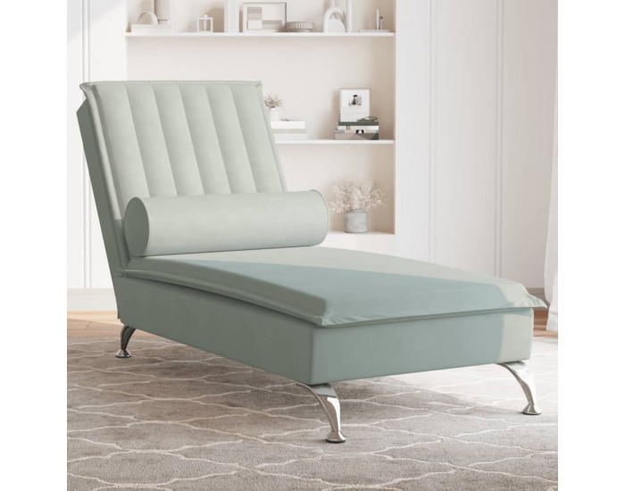 Sonata H Масажна кушетка с болстер, светлосива, кадифе