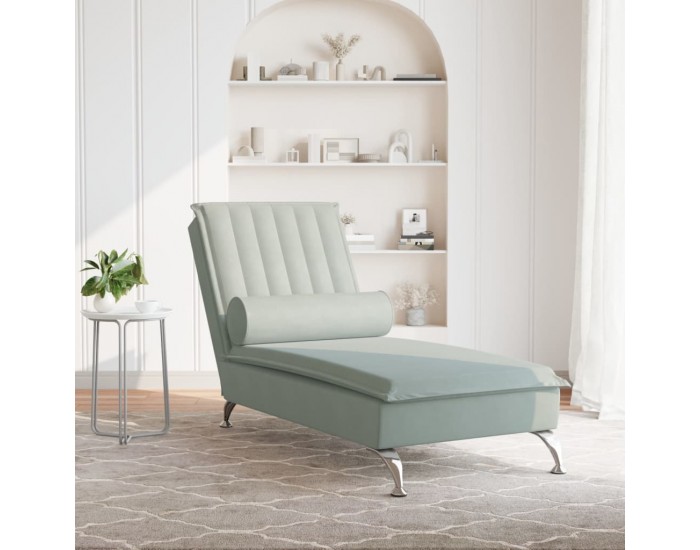 Sonata H Масажна кушетка с болстер, светлосива, кадифе