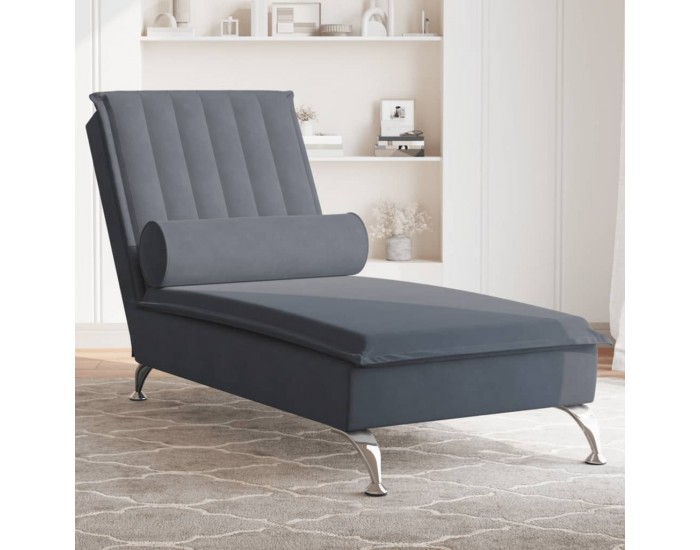 Sonata H Масажна кушетка с болстер, тъмносива, кадифе Sonata H Масажна кушетка с болстер, тъмносива, кадифе