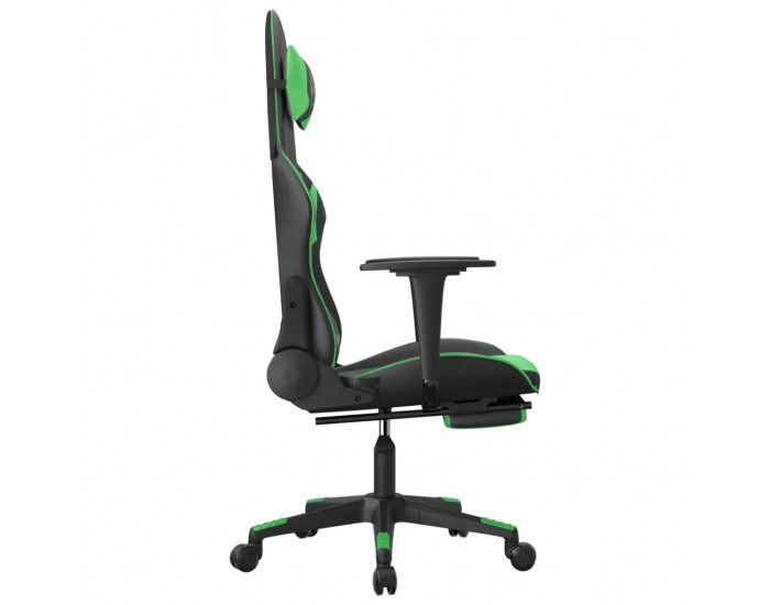 Sonata H Гейминг стол с опора за крака, черно и зелено, изкуствена кожа