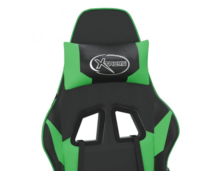 Sonata H Гейминг стол с опора за крака, черно и зелено, изкуствена кожа