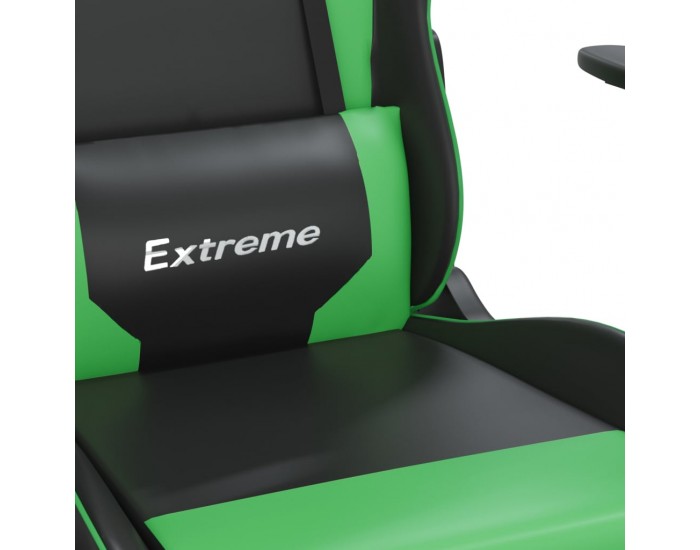 Sonata H Гейминг стол с опора за крака, черно и зелено, изкуствена кожа