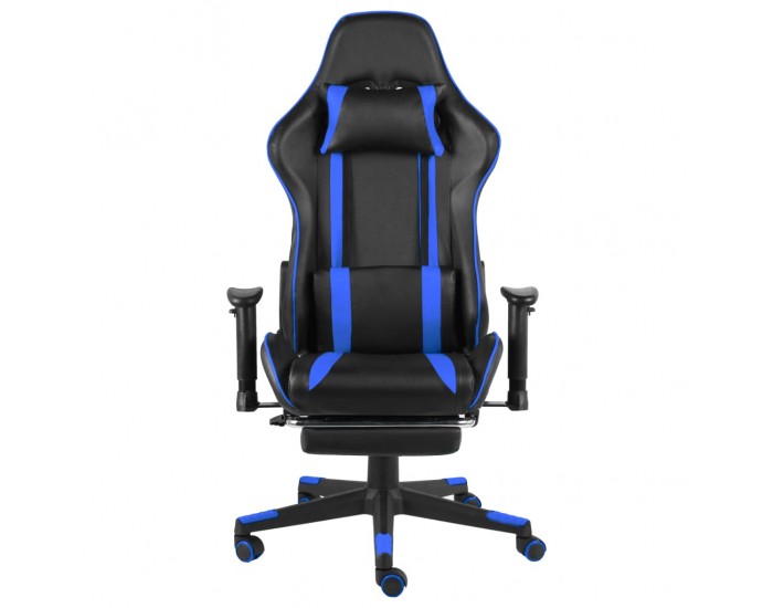 Sonata H Въртящ геймърски стол с подложка за крака, син, PVC