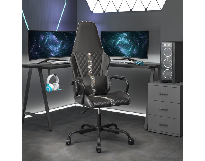 Sonata H Масажен гейминг стол, камуфлаж и черно, изкуствена кожа