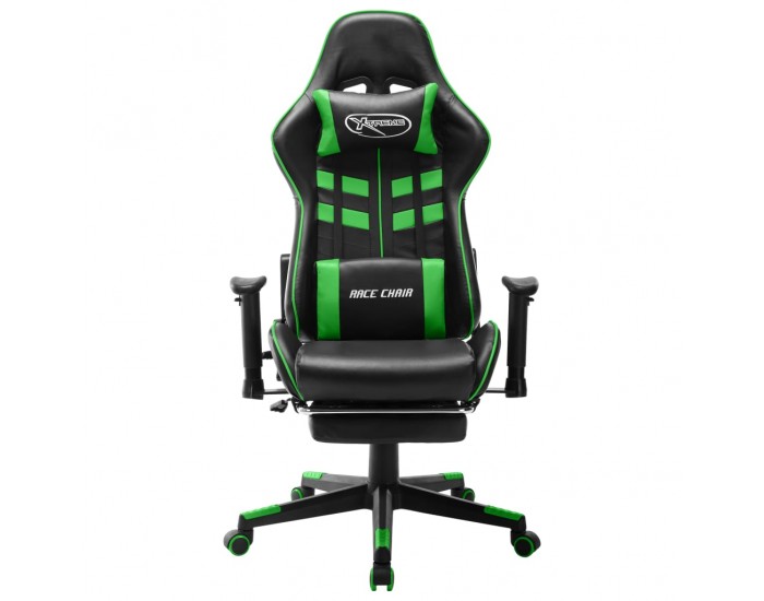 Sonata H Геймърски стол с подложка крака черно и зелено изкуствена кожа