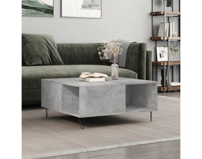 Sonata H Маса за кафе, бетонно сива, 80x80x36,5 см, инженерно дърво