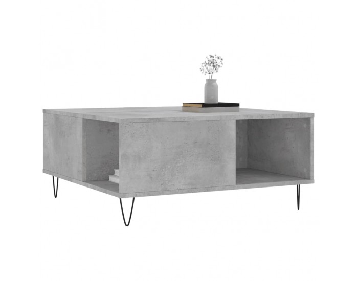 Sonata H Маса за кафе, бетонно сива, 80x80x36,5 см, инженерно дърво