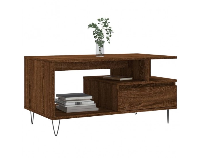 Sonata H Маса за кафе, кафяв дъб, 90x49x45 см, инженерно дърво