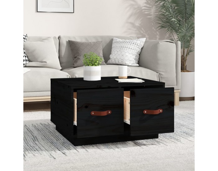 Sonata H Кафе маса, черна, 60x53x35 см, борово дърво масив