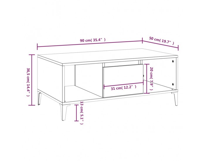 Sonata H Кафе маса, дъб сонома, 90x50x36,5 см, инженерно дърво
