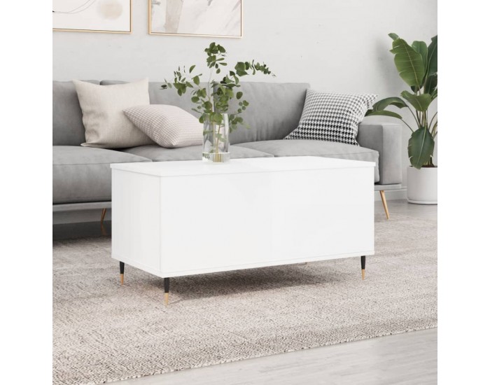 Sonata H Кафе маса, бял гланц, 90x44,5x45 см, инженерно дърво