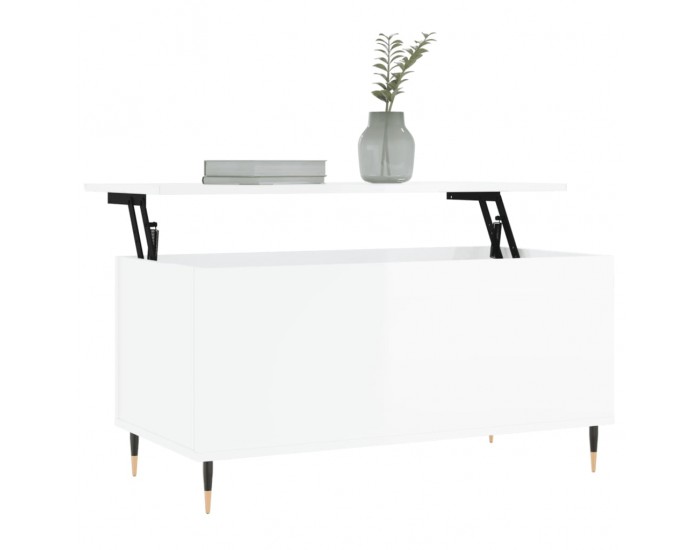 Sonata H Кафе маса, бял гланц, 90x44,5x45 см, инженерно дърво