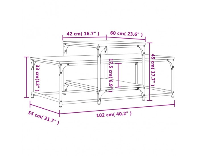 Sonata H Кафе маса, кафяв дъб, 102x60x45 см, инженерно дърво