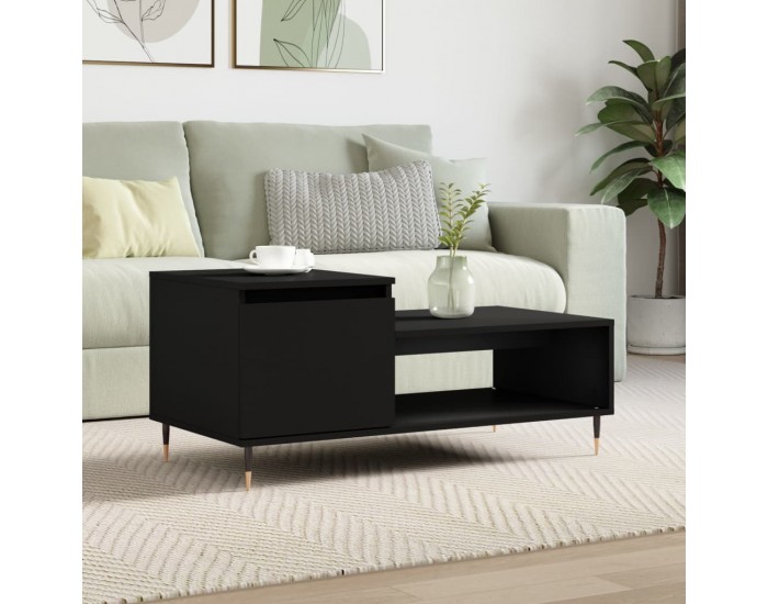 Sonata H Маса за кафе, черна, 100x50x45 см, инженерно дърво