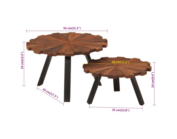 Sonata H Маси за кафе 2 бр масивно регенерирано дърво и желязо