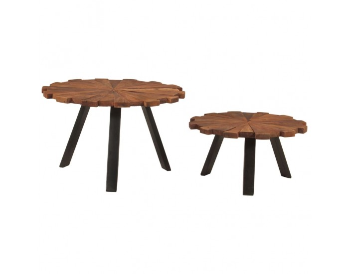 Sonata H Маси за кафе 2 бр масивно регенерирано дърво и желязо