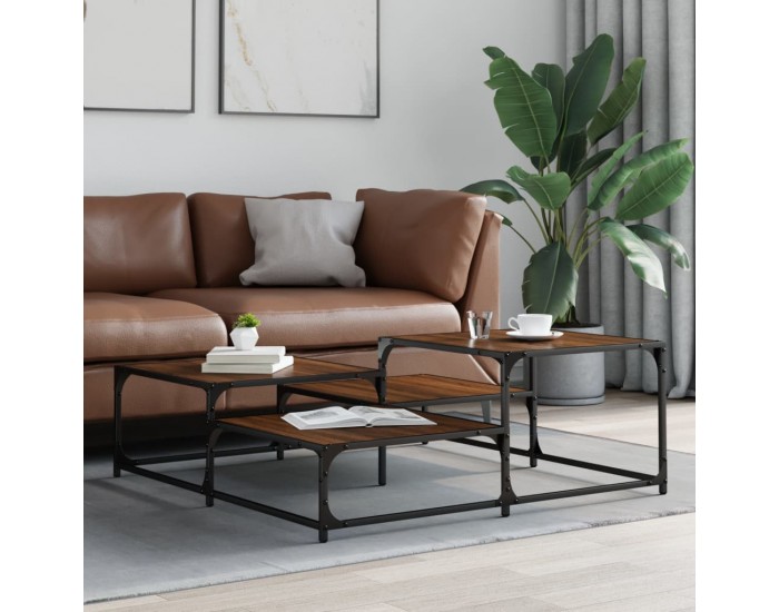 Sonata H Кафе маса, кафяв дъб, 107x107x40 см, инженерно дърво