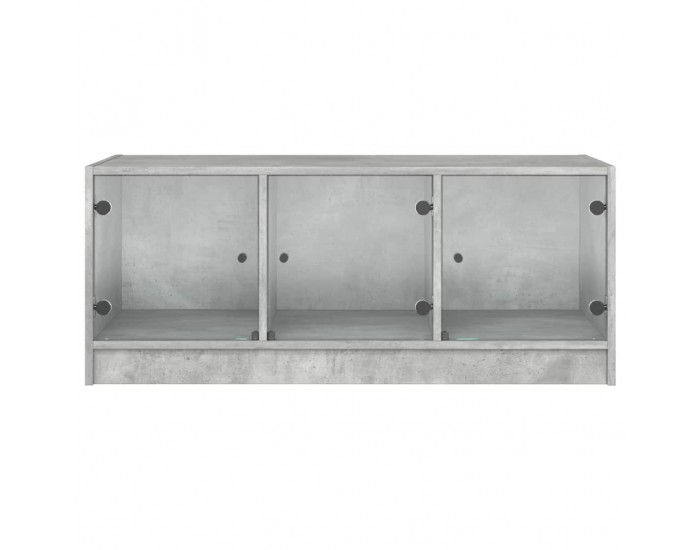 Sonata H Маса за кафе със стъклени врати, бетонно сива, 102x50x42 см