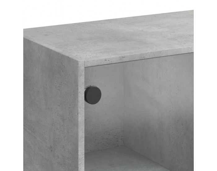 Sonata H Маса за кафе със стъклени врати, бетонно сива, 102x50x42 см