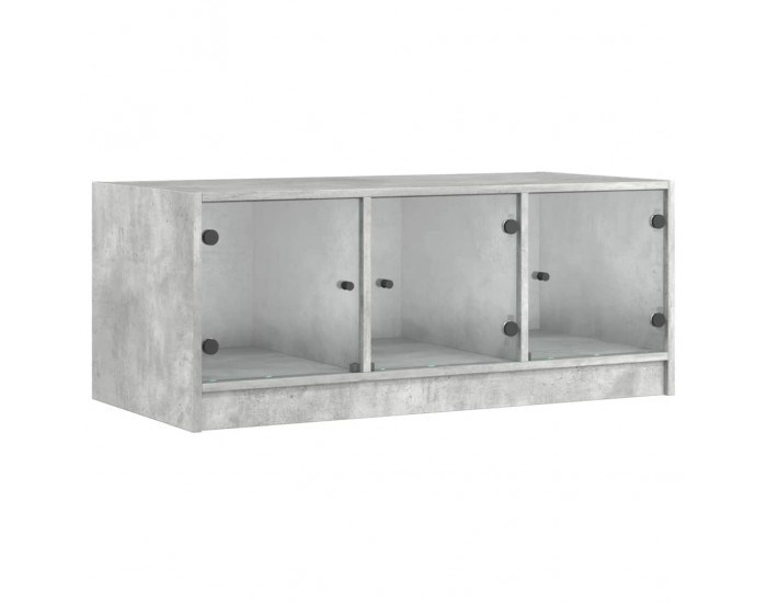 Sonata H Маса за кафе със стъклени врати, бетонно сива, 102x50x42 см