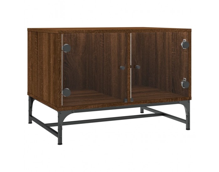 Sonata H Маса за кафе със стъклени врати, кафяв дъб, 68,5x50x50 см