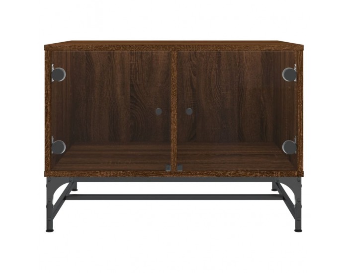 Sonata H Маса за кафе със стъклени врати, кафяв дъб, 68,5x50x50 см