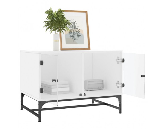 Sonata H Маса за кафе със стъклени врати, бял, 68,5x50x50 см