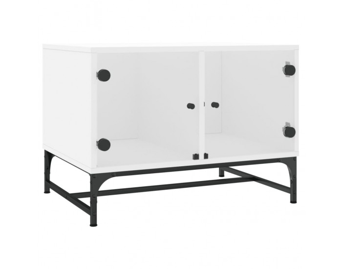 Sonata H Маса за кафе със стъклени врати, бял, 68,5x50x50 см