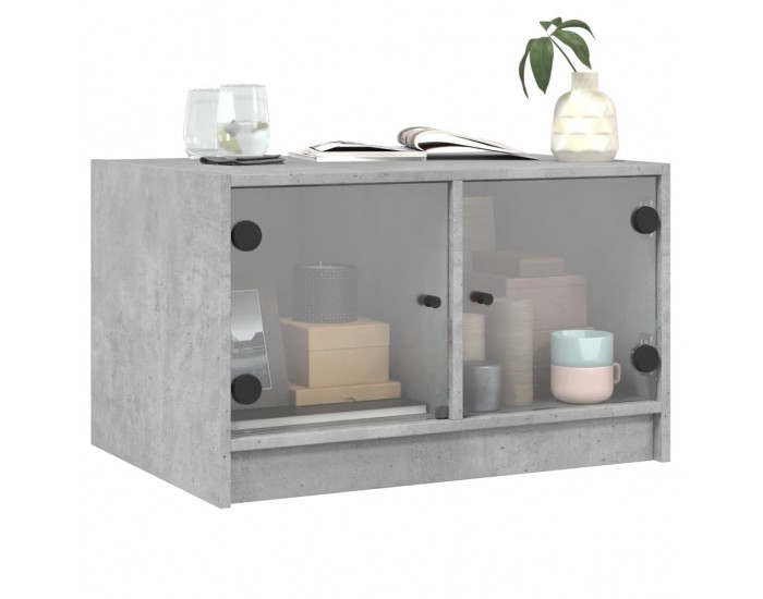 Sonata H Маса за кафе със стъклени врати, бетонно сива, 68x50x42 см