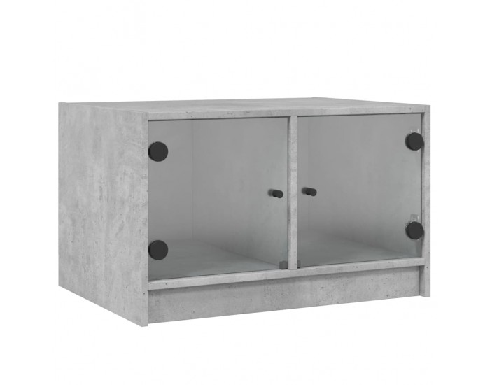 Sonata H Маса за кафе със стъклени врати, бетонно сива, 68x50x42 см