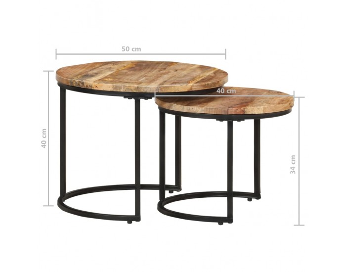 Sonata H Стифиращи маси, 2 бр, грубо мангово дърво