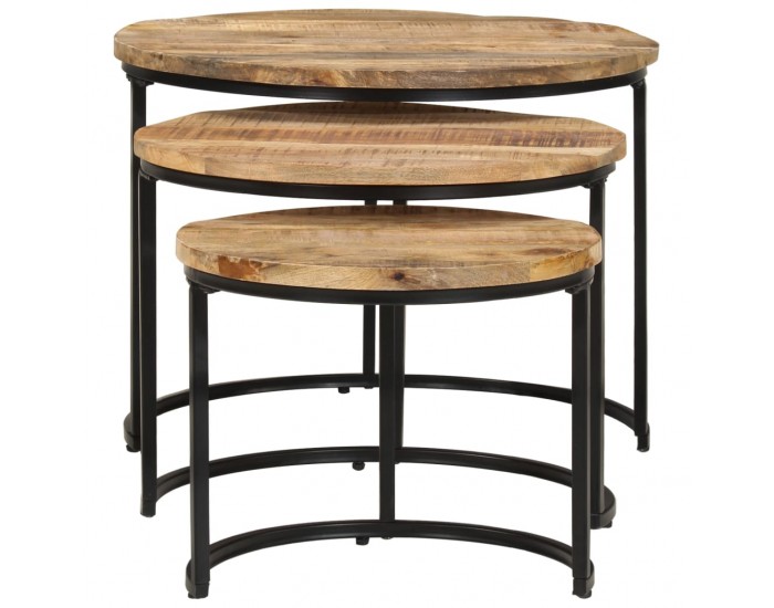 Sonata H Стифиращи маси, 3 бр, грубо мангово дърво