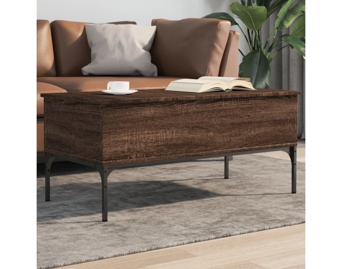 Sonata H Маса за кафе, кафяв дъб, 100x50x45 см, инженерно дърво и метал