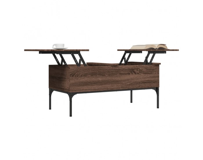 Sonata H Маса за кафе, кафяв дъб, 100x50x45 см, инженерно дърво и метал