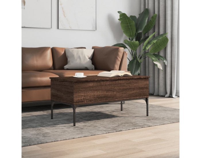 Sonata H Маса за кафе, кафяв дъб, 100x50x45 см, инженерно дърво и метал