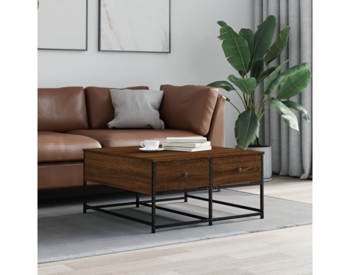 Sonata H Кафе маса, кафяв дъб, 80x80x40 см, инженерно дърво