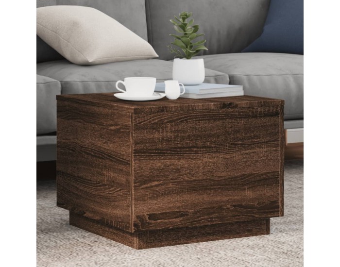 Sonata H Маса за кафе с LED осветление, кафяв дъб, 50x50x40 см