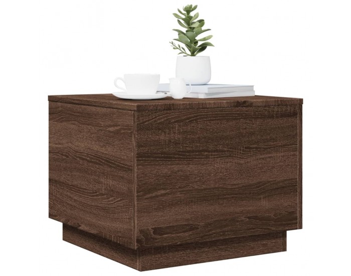 Sonata H Маса за кафе с LED осветление, кафяв дъб, 50x50x40 см